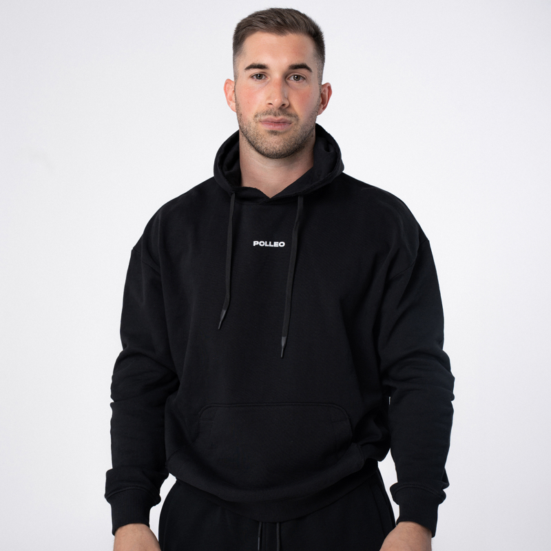 Polleo Men's Prime Terry Oversized Hoodie, Black - S
